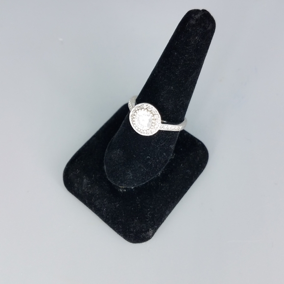 Silvertone Engagement Style Circle Ring - Picture 6 of 9